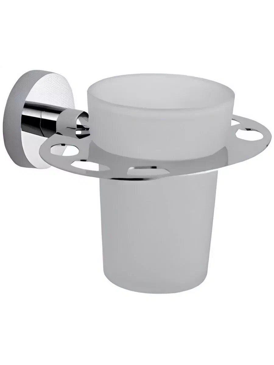 Держатель стакана для ванны Frap F1706 металл/стекло серебристый хром навесное крепление