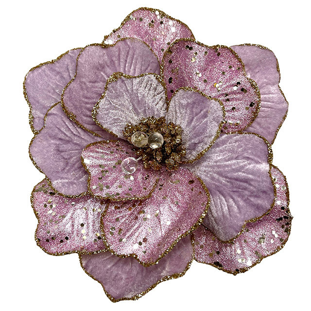 Искусственный цветок Магнолия Folgaria 23 см лиловый клипса Christmas Deluxe 13534