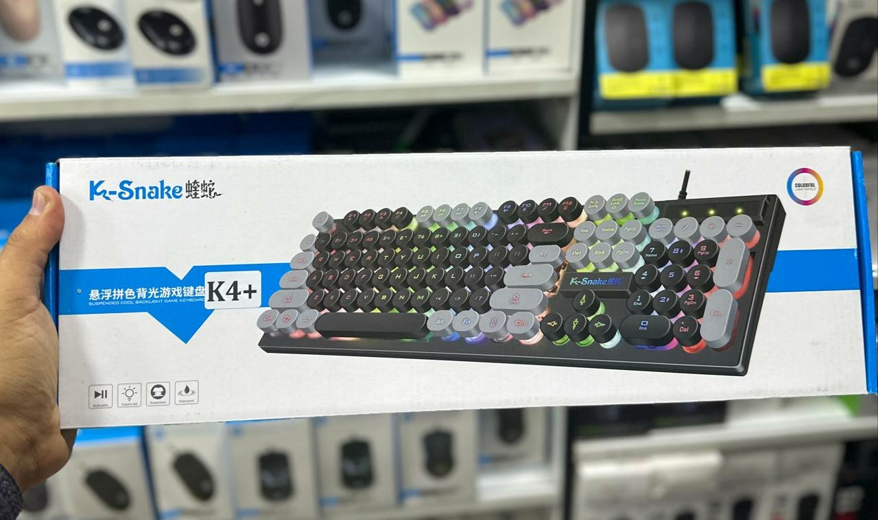 K-Snake K4+ игровая RGB клавиатура с подсветкой и мембранными клавишами для компьютера