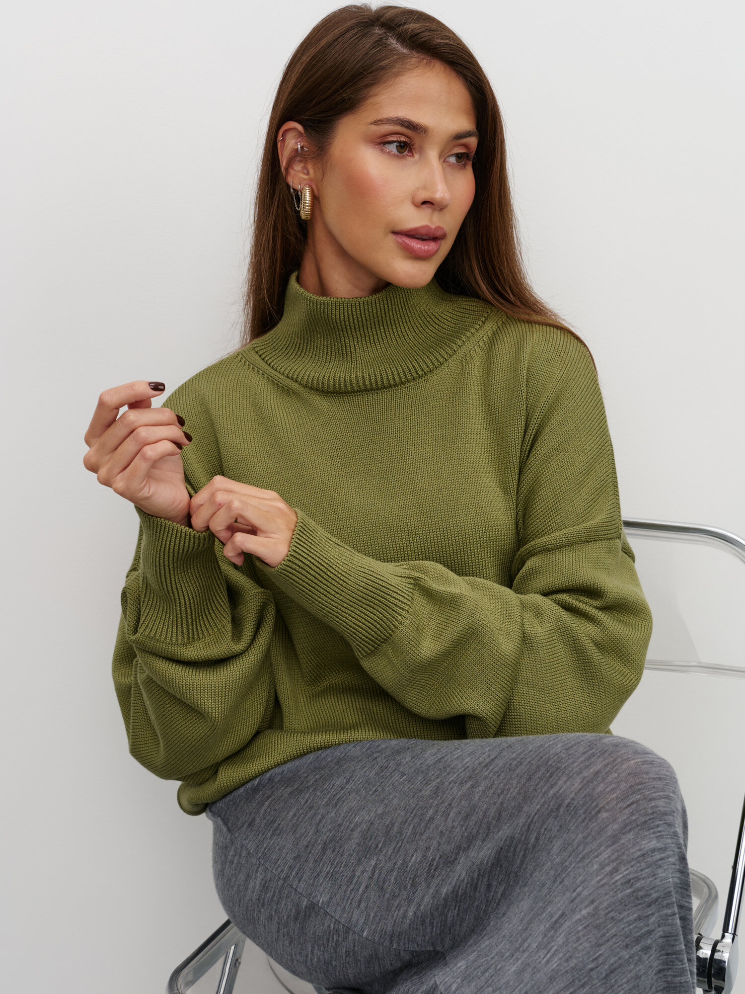 Свитер KIVI CLOTHING, размер 40-46, , оливковый