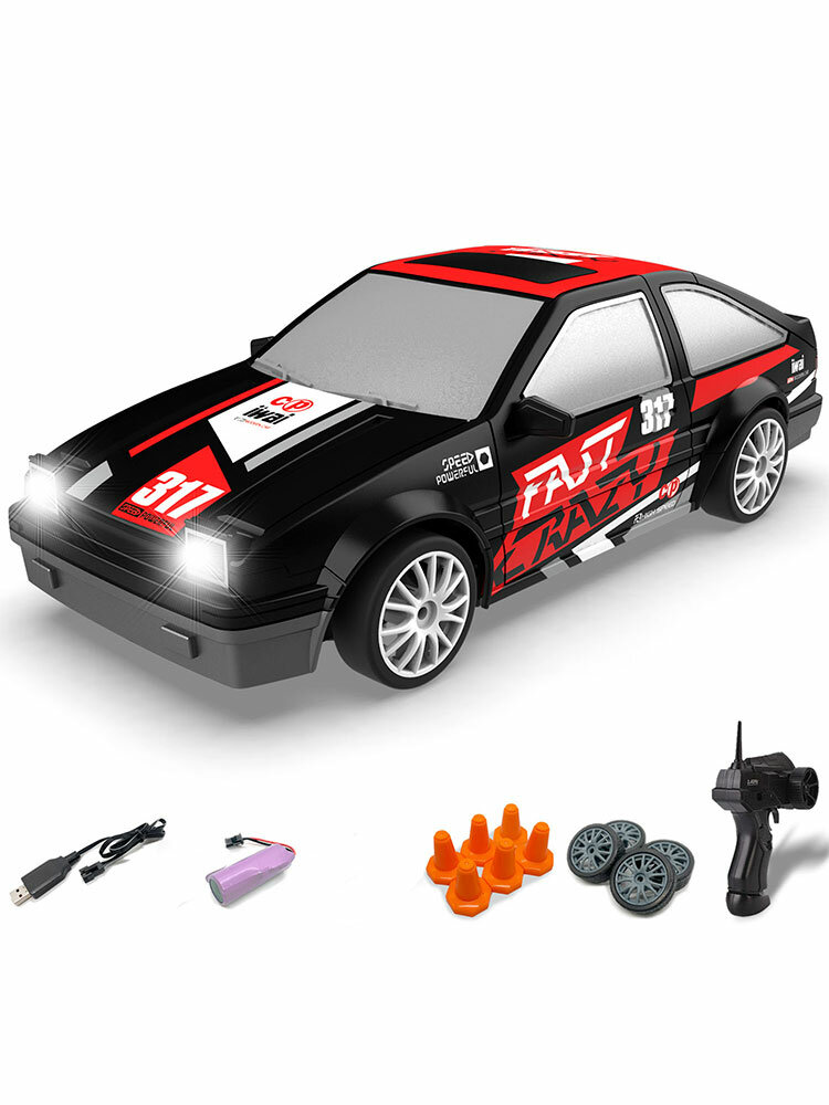 Радиоуправляемая машина для дрифта Toyota AE86 (19 см, 15 км/ч, сменные колеса, фишки) - SC24A07