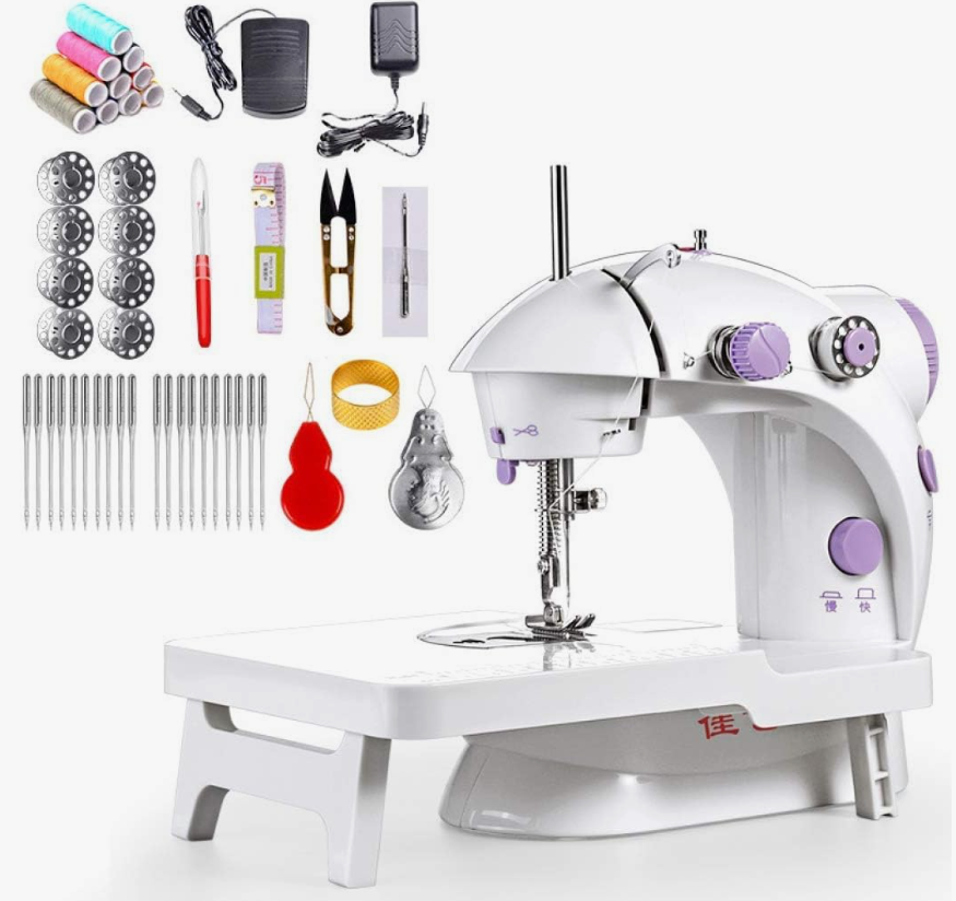 Швейная машинка, 1-операция, с педалью, с адаптером 220в и на батарейках с набором аксессуаров