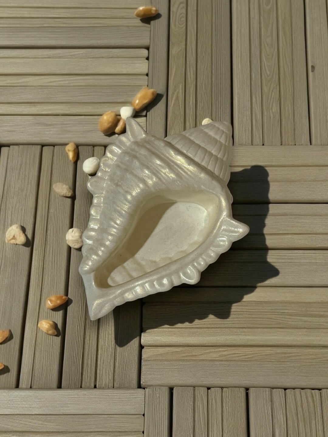 Декоративная шкатулка из гипса Шишка, 17 * 11 * 5 см - Молочный