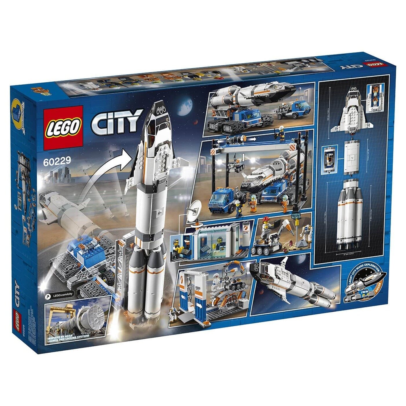 Конструктор LEGO City 60229 Площадка для сборки и транспорт для перевозки ракеты