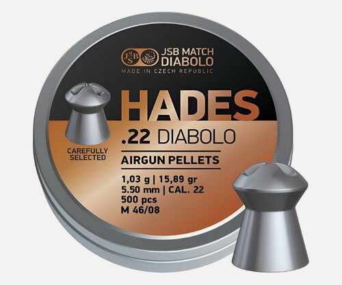 Изображение товара Пули JSB Hades Diabolo для пневматики, 5,5 мм, 1,03 гр, 500 шт.