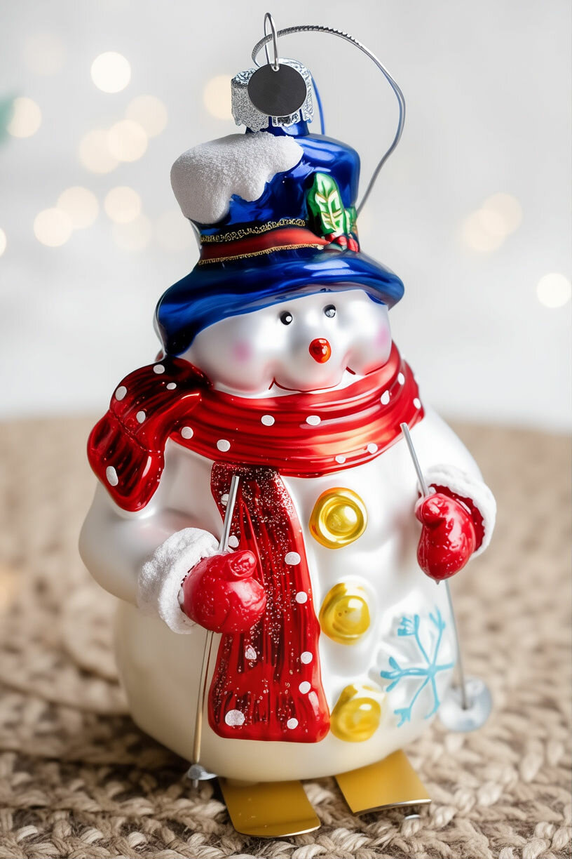 Ёлочная игрушка снеговик-пижон, стекло, 12 см, Winter Deco 4060479-wd