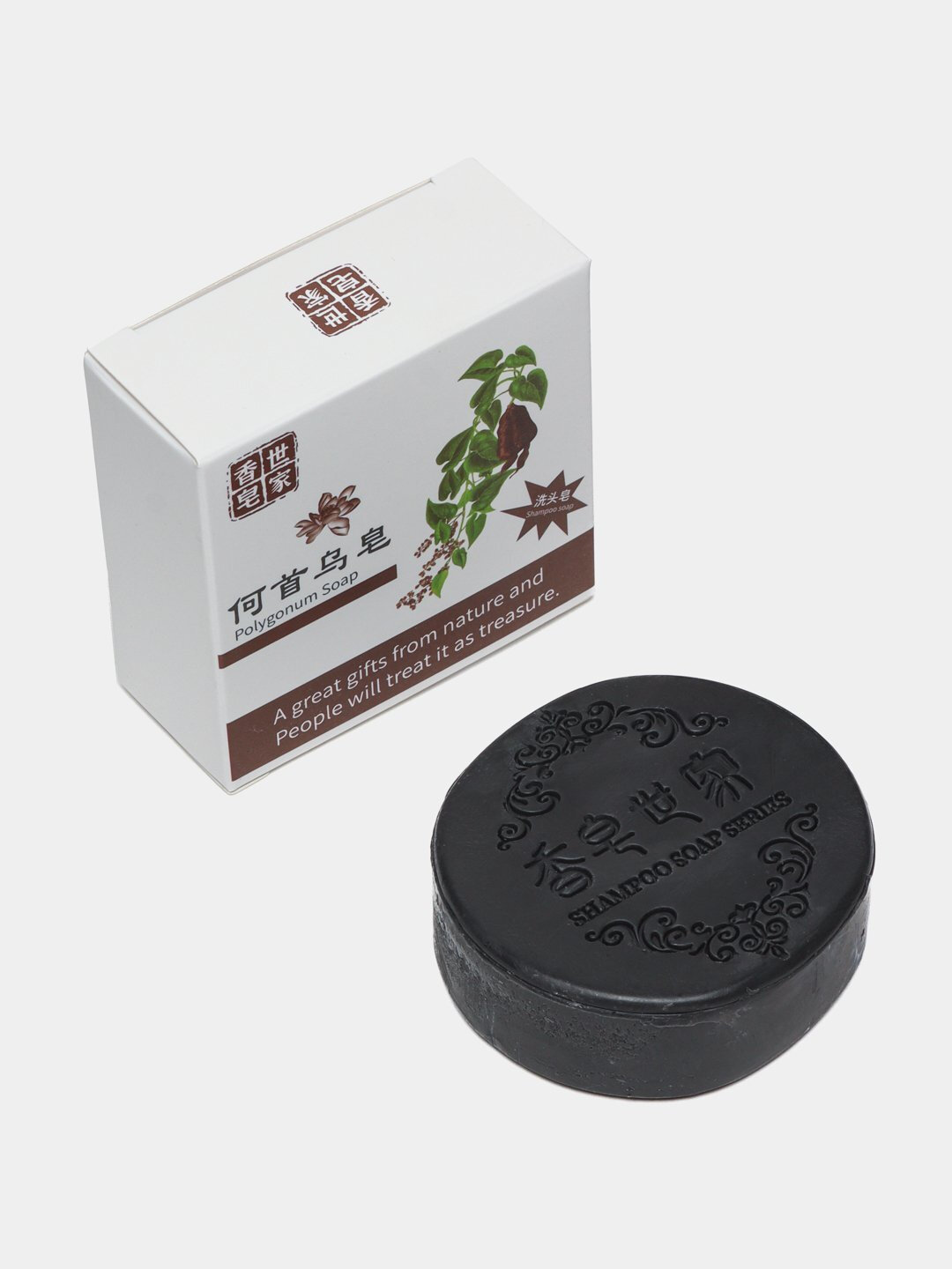 Шампунь-мыло против линьки, для роста, Polygonum, черное мыло — фото 1