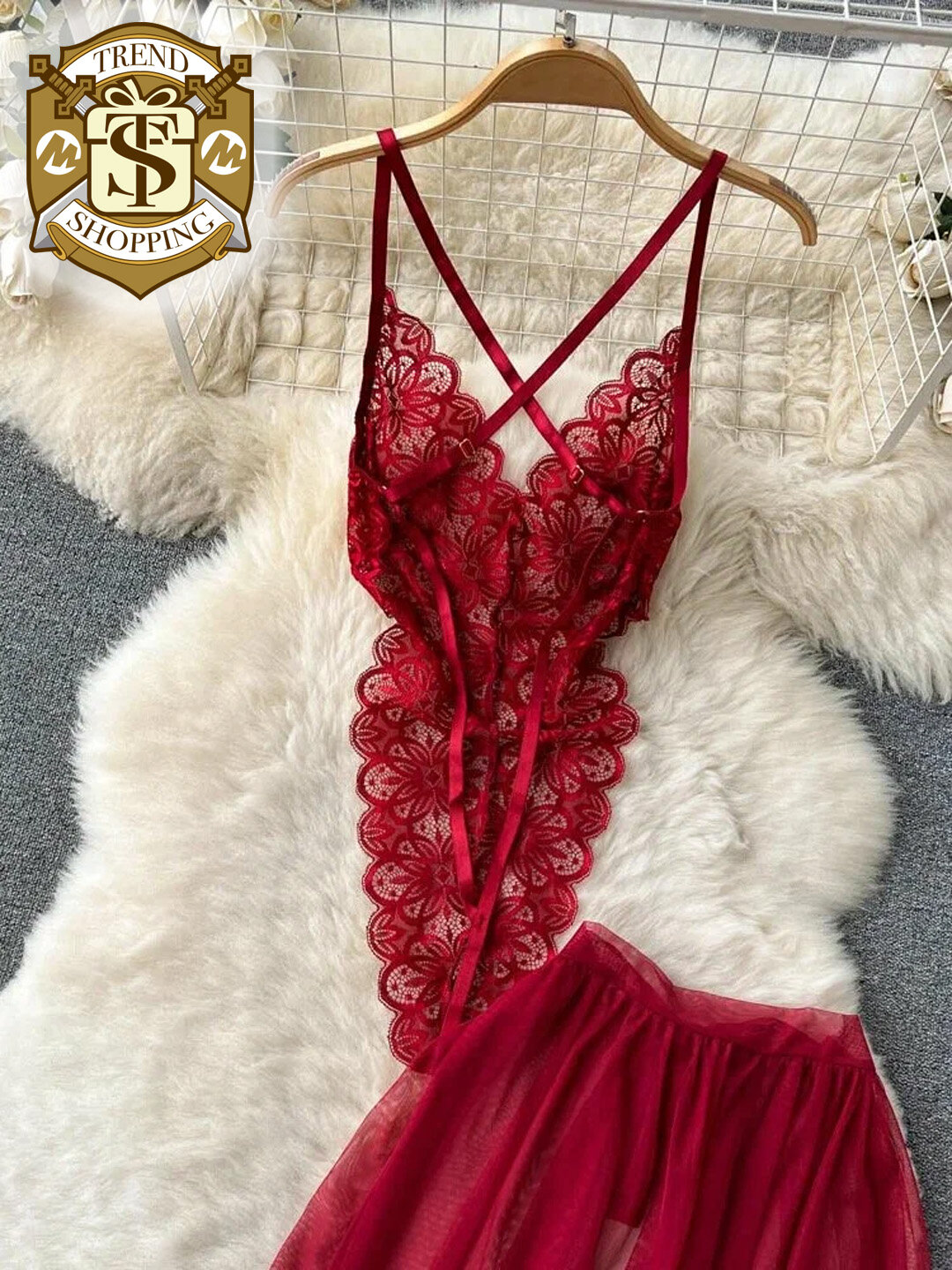 Пеньюар  1, размер 44-48, красный — фото 1