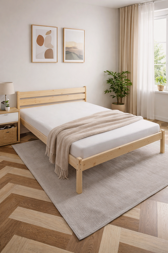 Изображение товара Кровать двуспальная из массива 200х180 высокое изголовье "Фабрика доступной мебели"