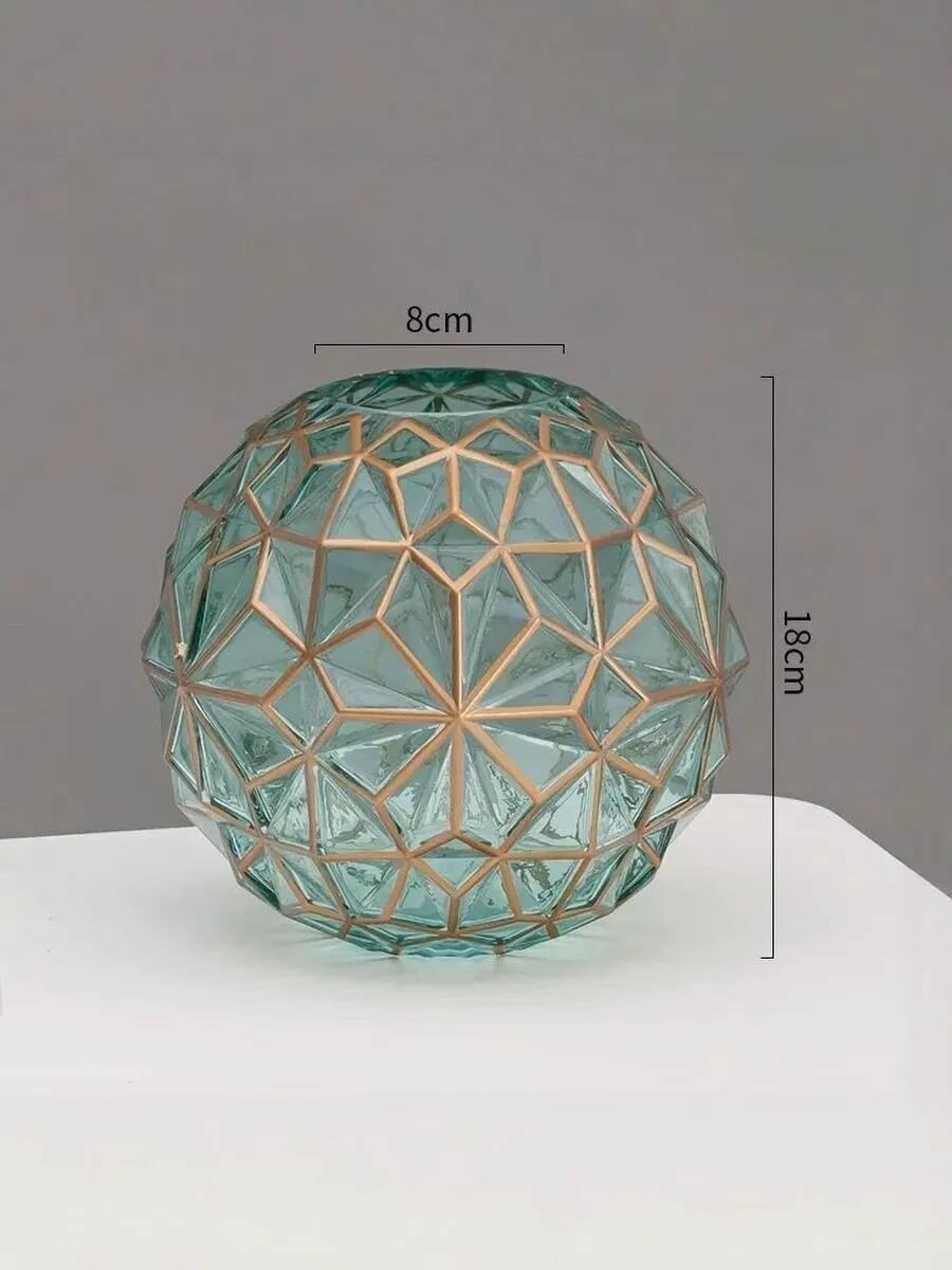 Ваза стеклянная интерьерная, размер 18*18*18см, интерьерная, настольная — фото 1