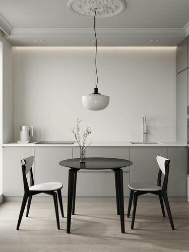 Изображение товара Стол круглый деревянный обеденный кухонный, 90 см, чёрный