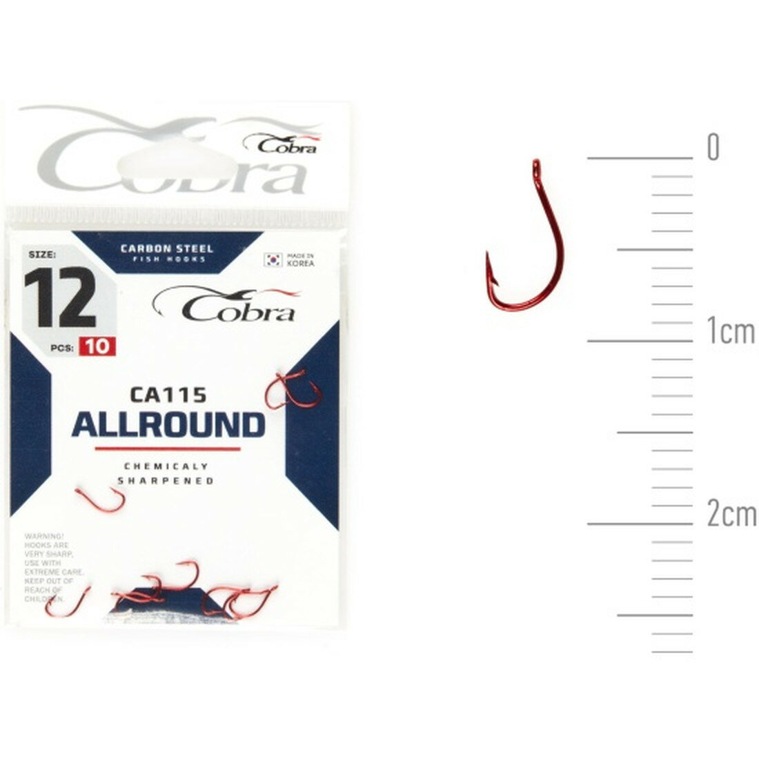 Крючки Cobra ALLROUND CA115 одинарные №12 10 штук