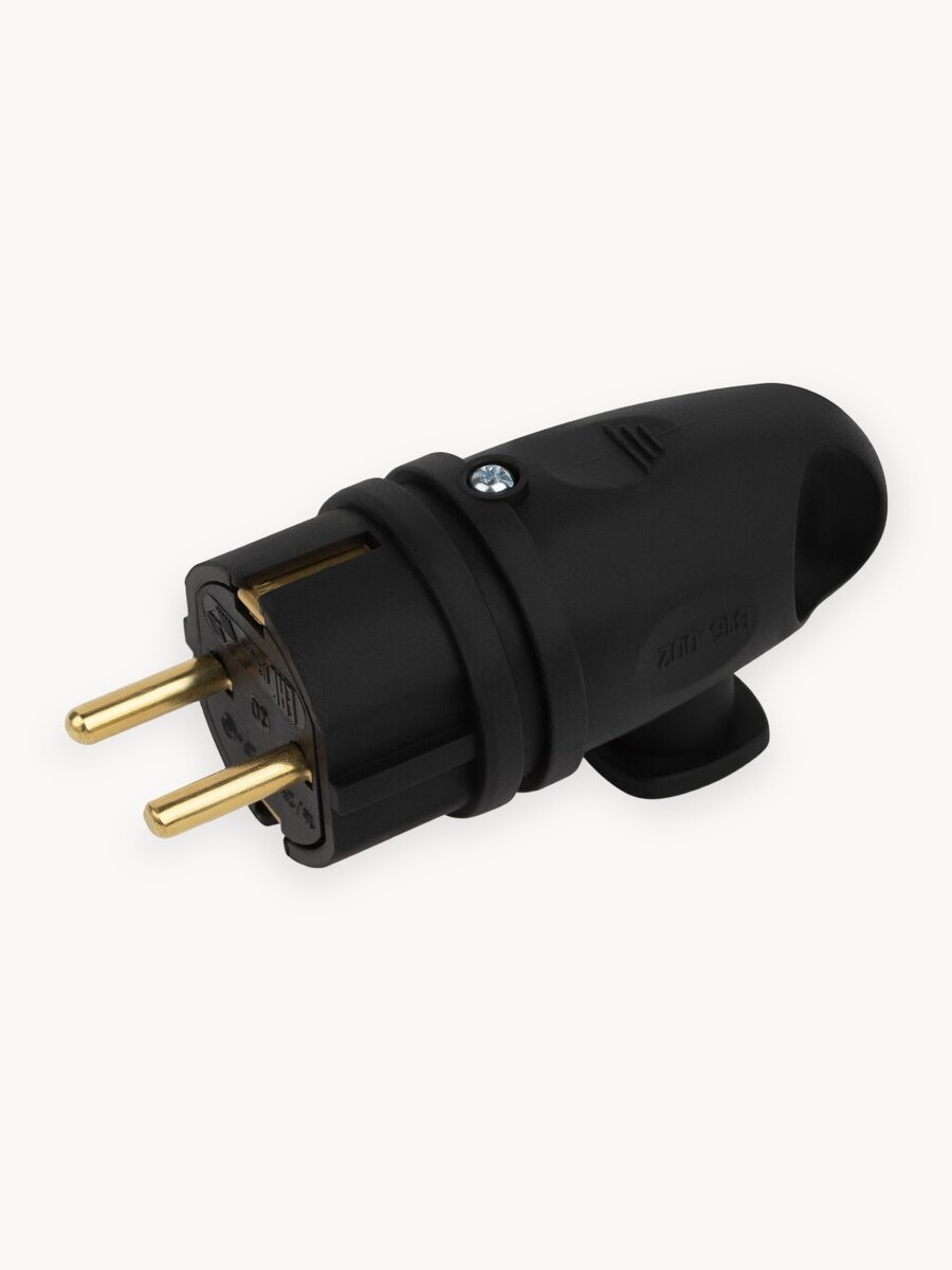 Вилка ЭРА VX11-B-IP44 каучуковая c заземлением 16А IP44 с кольцом угловая черная