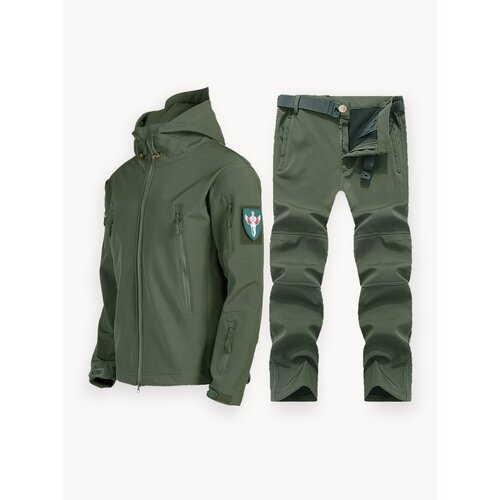 Куртка Soft Shell, мужская, осенне-зимняя, водонепроницаемая, ветрозащитная, цвет хаки, размер XXL