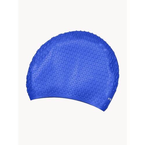 Шапочка для плавания силиконовая длинные волосы рифленая INDIGO 56-61 Синий