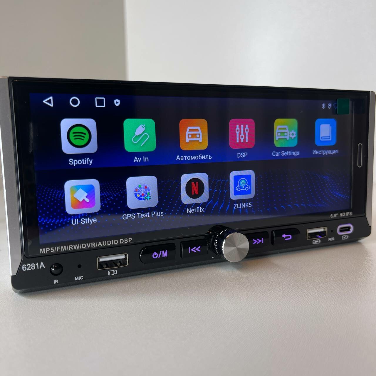 Автомагнитола 1 DIN Android AG-6281A 4/64GB Android 12.0 Bluetooth CarPlay с крутилкой с пультом — фото 1
