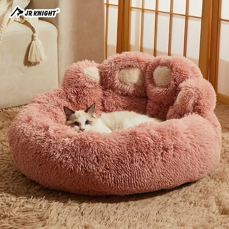 Плюшевая лежанка и домик для собак и кошек,70 см в диаметре, Плюш + полипропиленовый хлопок