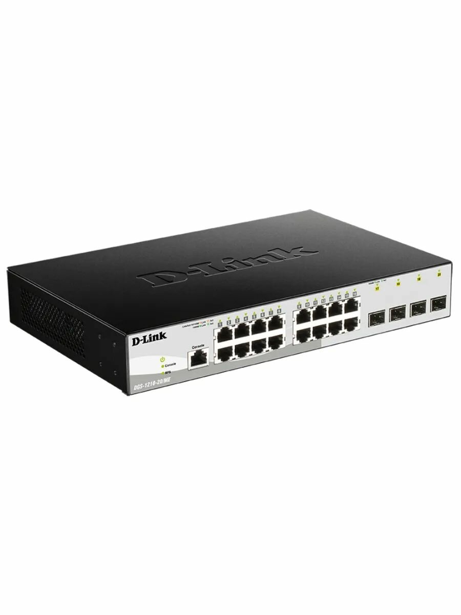 Управляемый L2 коммутатор D-Link DGS-1210-20/ME с 16 портами 1000Base-T и 4/1000Base-X SFP