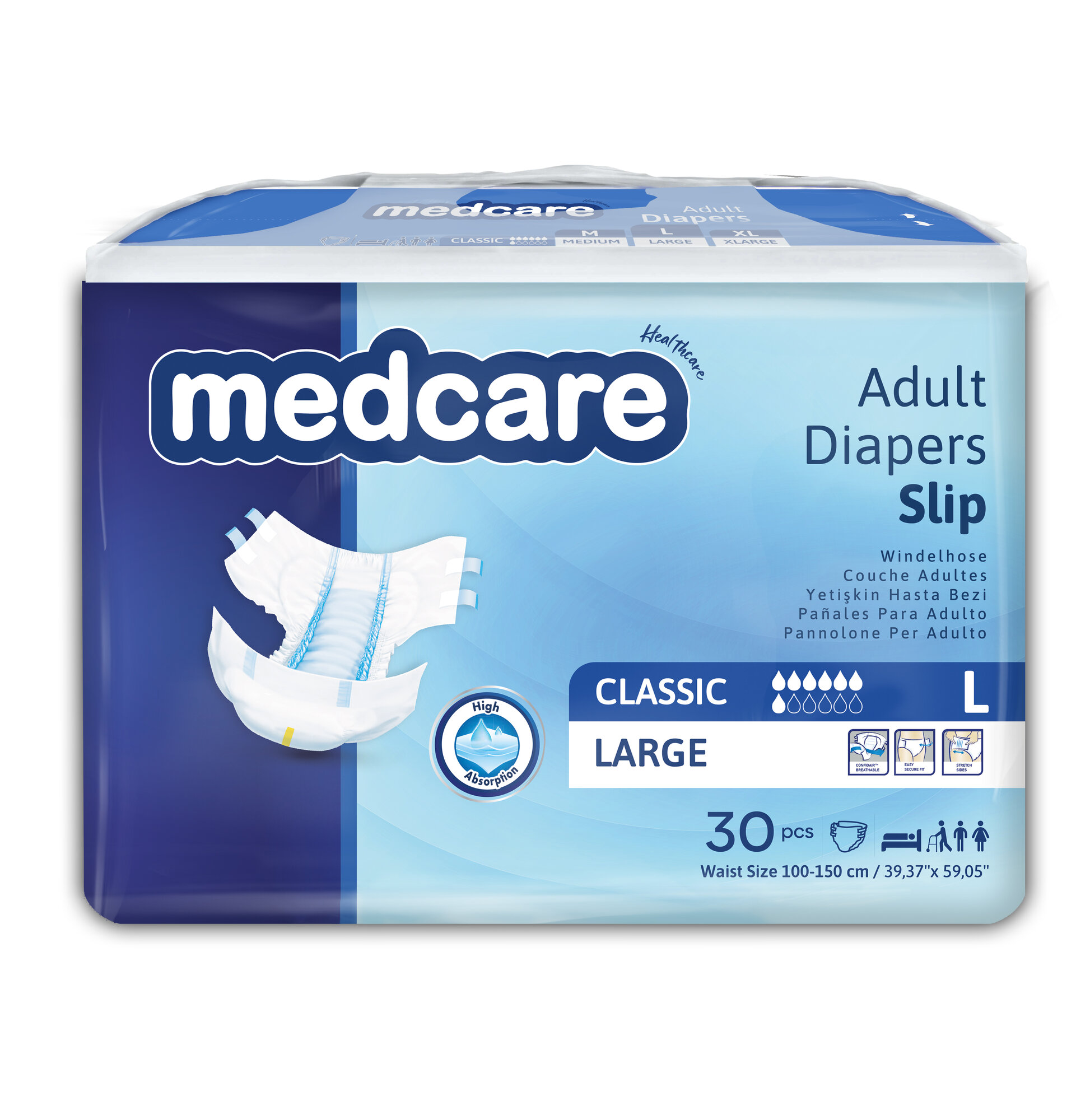 MEDCARE CLASSIC Подгузники для взрослых размер L 100150см  30штук