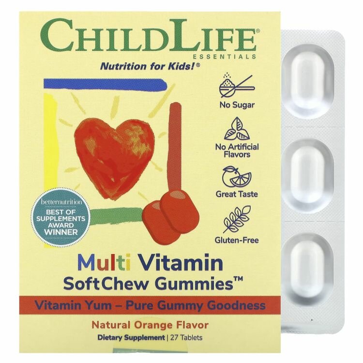 ChildLife Essentials, Multi Vitamin SoftMelts таб, 27 шт, апельсин