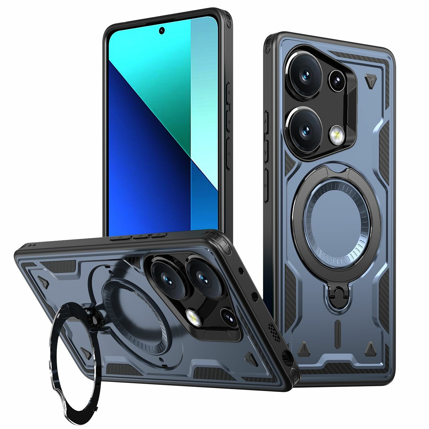 Чехол Magneto Case с кольцом для Poco M6 Pro 4G синий