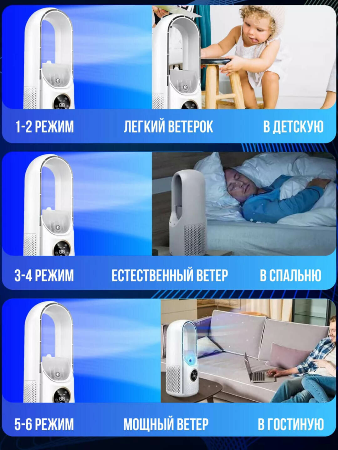 Мини-кондиционер, портативный, настольный, 5Вт, 6 режимов, с увлажнителем воздуха — фото 1