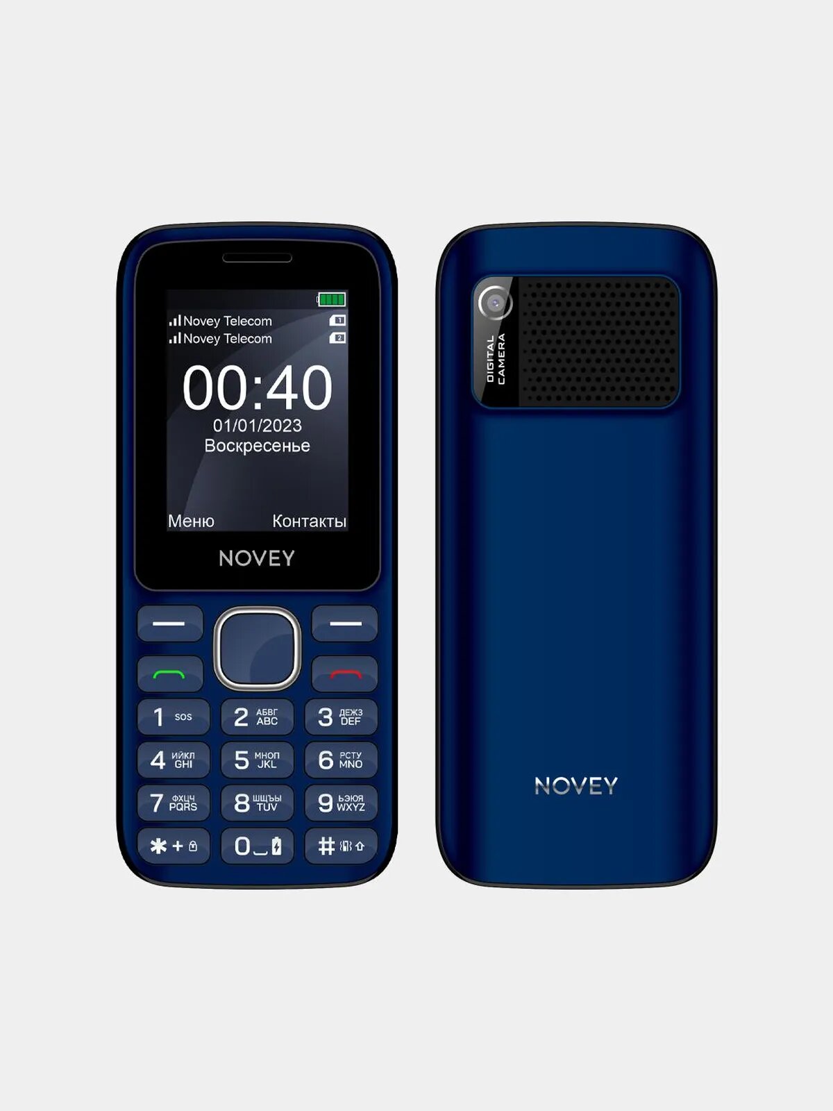 Кнопочный мобильный телефон Novey P40 с 2 SIM - слотами, темно-синий