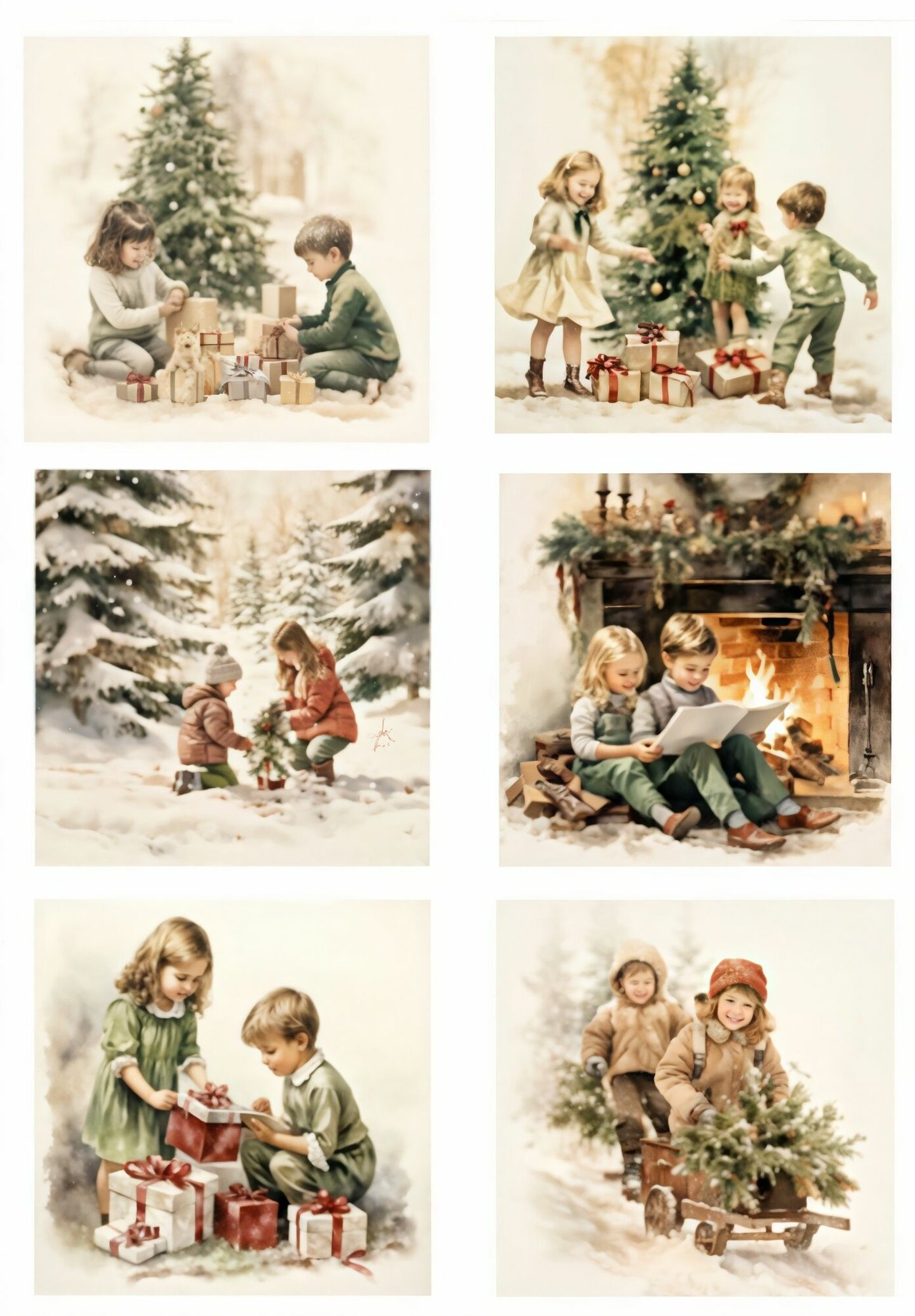 Декупажная карта AT Deco, А4, 21 см x 29,7 см, бордовая, зеленая