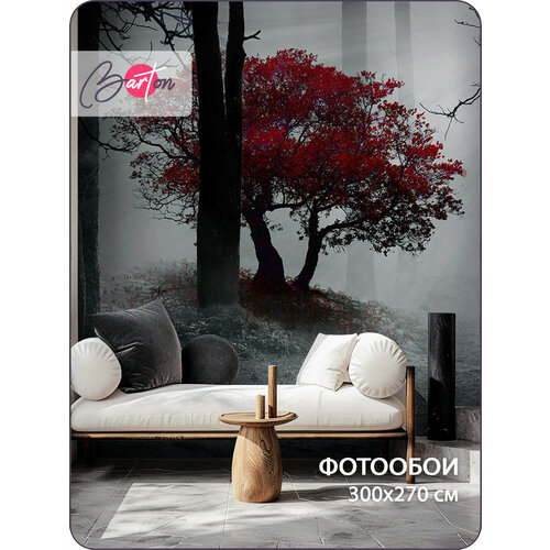фото Фотообои на стену флизелиновые 3d природа лес дерево 300х270 см bartonwall n036 barton wallpapers
