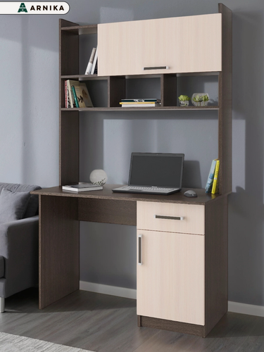 Изображение товара Компьютерный стол "Квартет-10", с ящиком, ЛДСП, прямой, венге/дуб