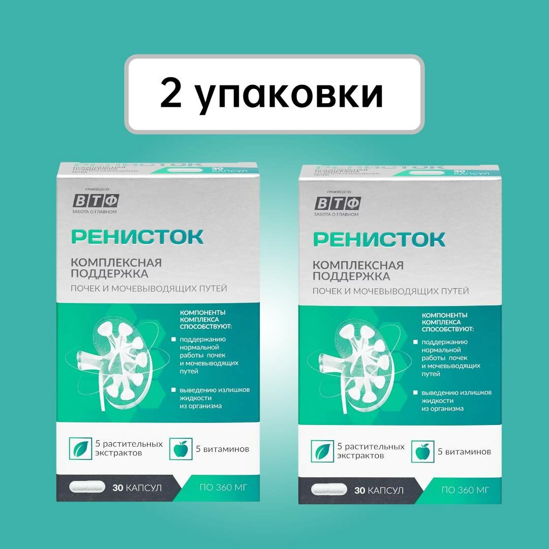 Ренисток растительные капсулы при цистите для почек и мочевыводящих путей 2 упаковки