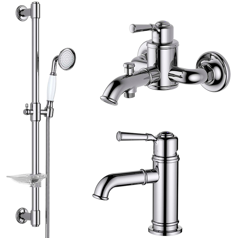 Комплект смесителей AQUATEK Классик AQ1530CR хром (AQ1510CR+AQ1540CR+AQ2020CR)