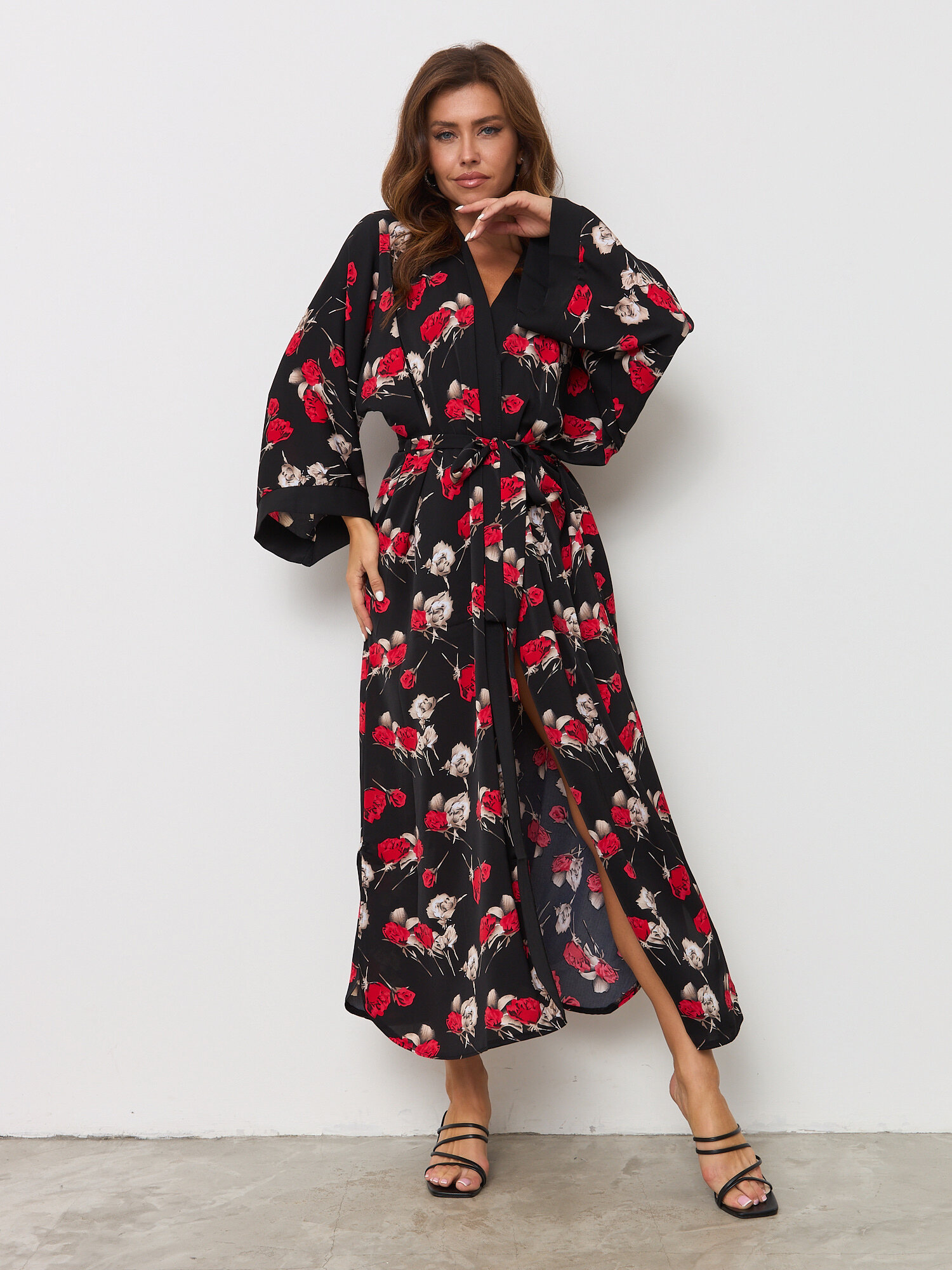 Халат-кимоно  Халаты-Кимоно, размер 50, черный — фото 1