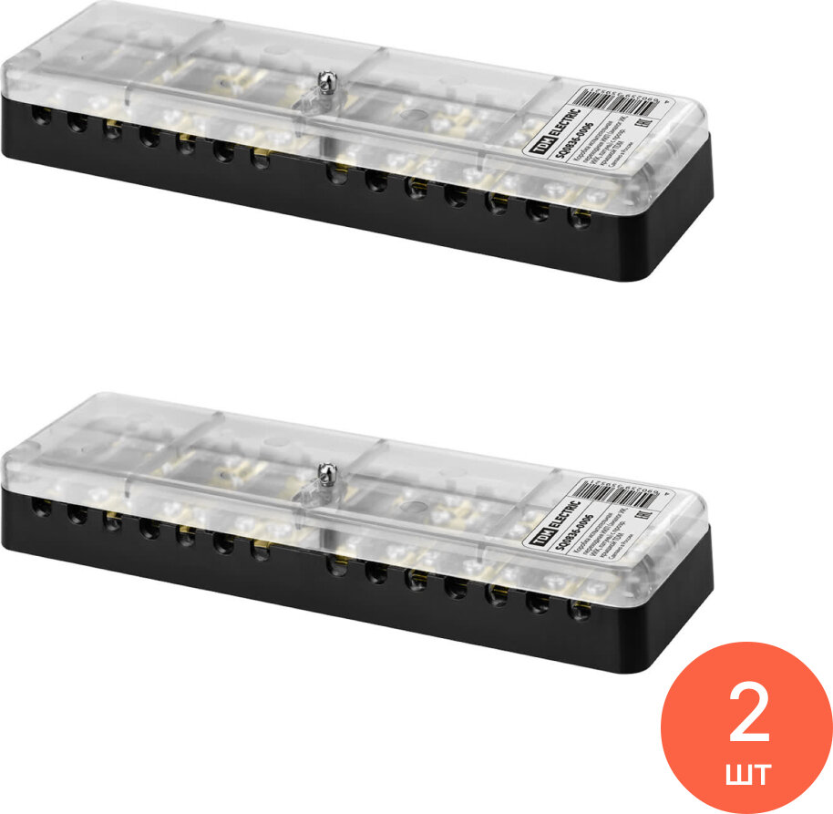 Коробка испытательная переходная TDM Electric / ТДМ Электрик прямоугольная с прозрачной крышкой черный IP20 / электрика (комплект из 2 шт)