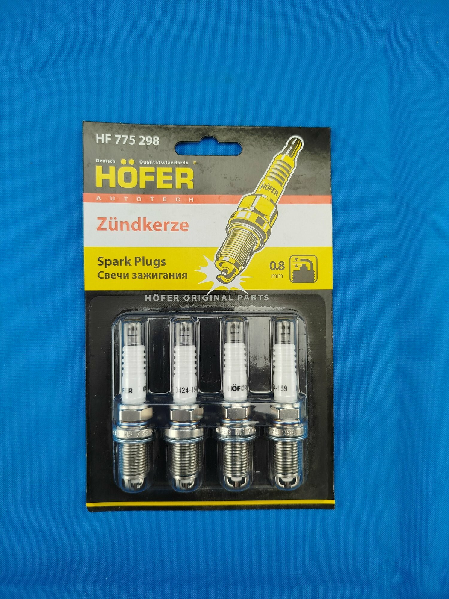 Свечи зажигания "HOFER" для автомобилей Ларгус Renault Logan дв. К7М К4М (08мм)