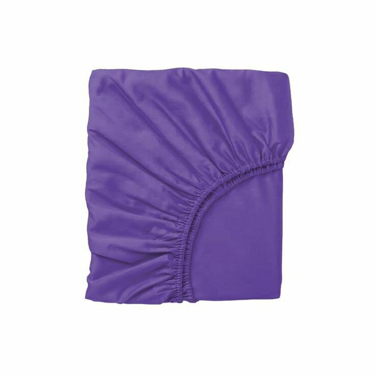 Простыня LINENS, ранфорс 100%, фиолетовая, на резинке, 1-спальная, 90 x 200 x 25 cm