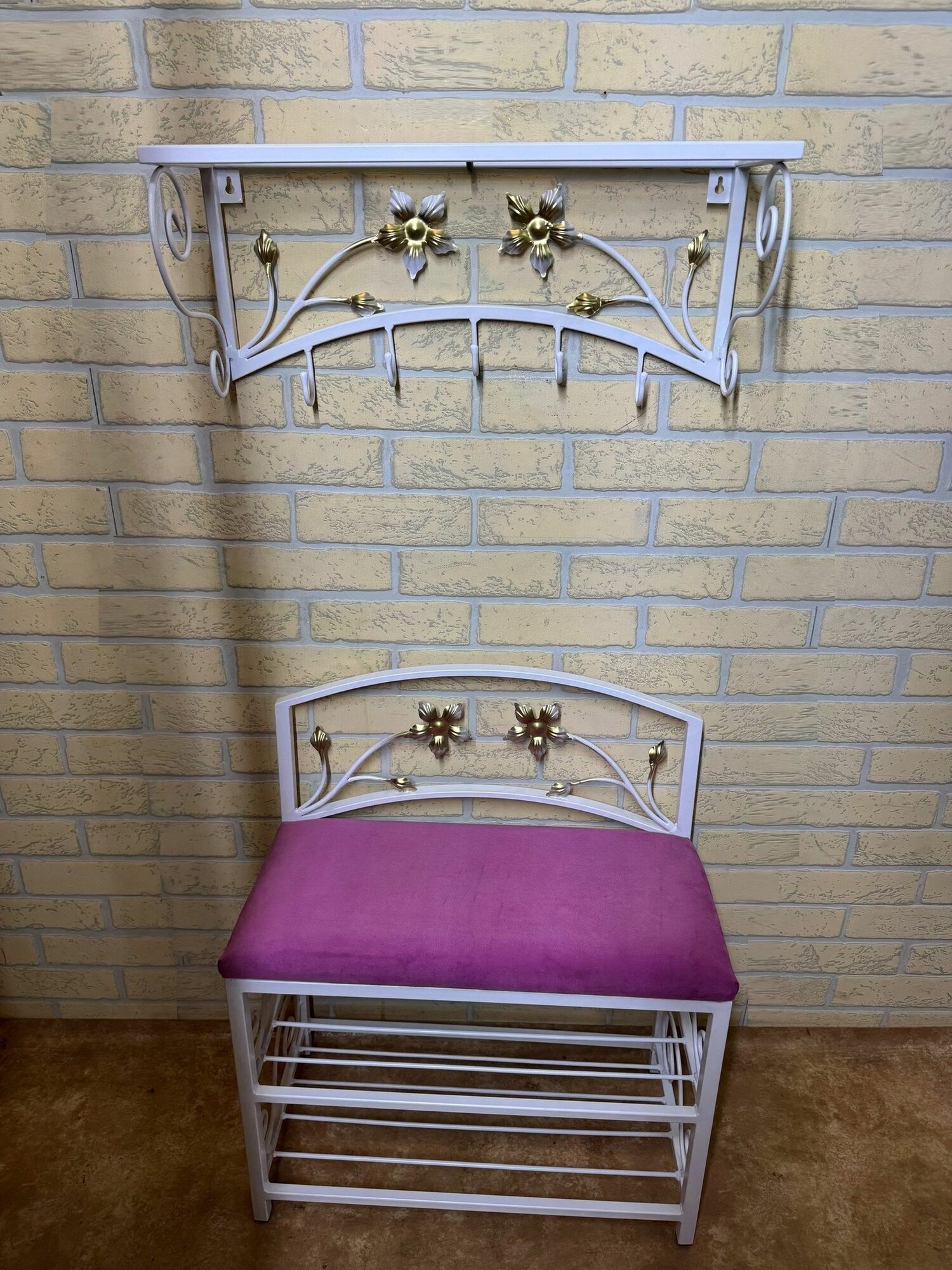 Кованая прихожая, Студия кованой мебели Нива, цвет белый/розовый — фото 1