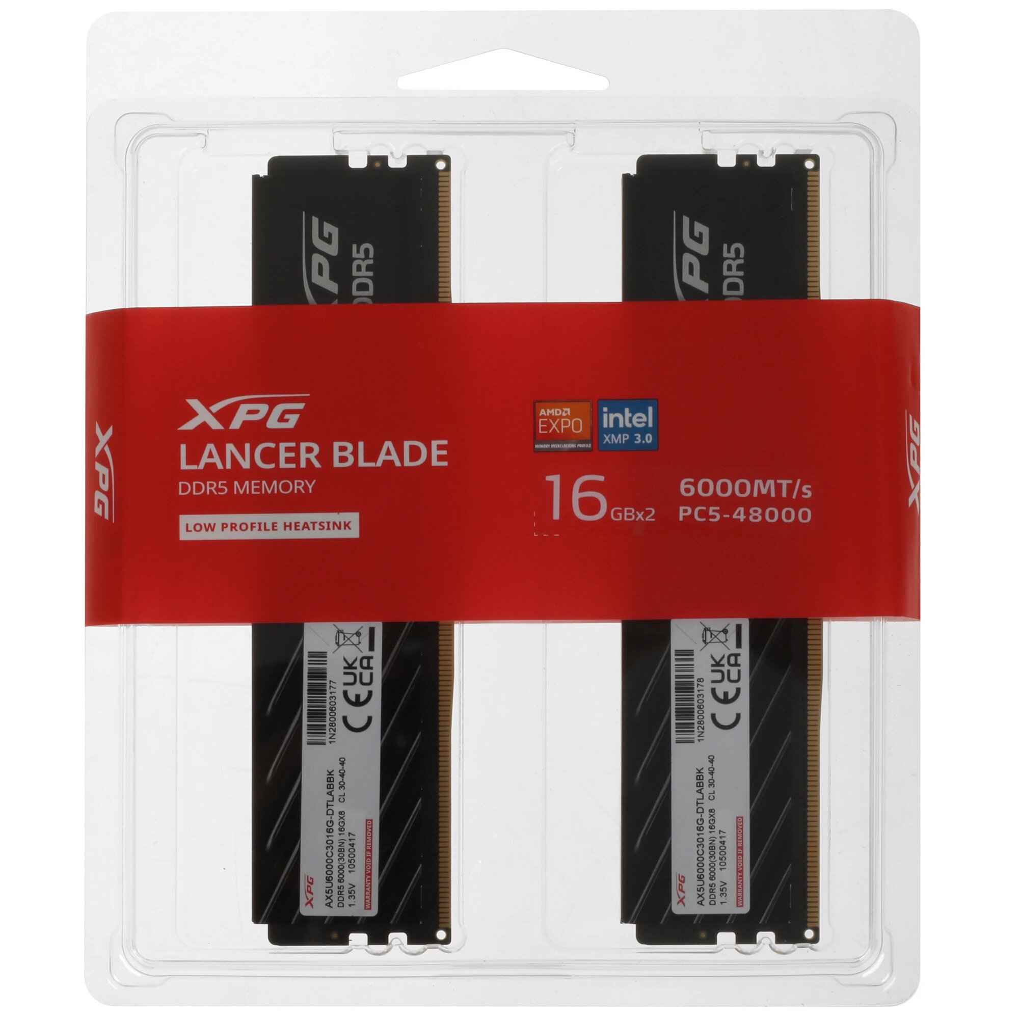 Модуль памяти ADATA DIMM DDR5-6000 32GB (16GBx2) AX5U6000C3616G-DTLABBK — фото 1