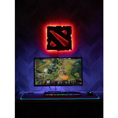фото Светильник solovevstore "dota 2", дерево, с выключателем, светодиодные лампы