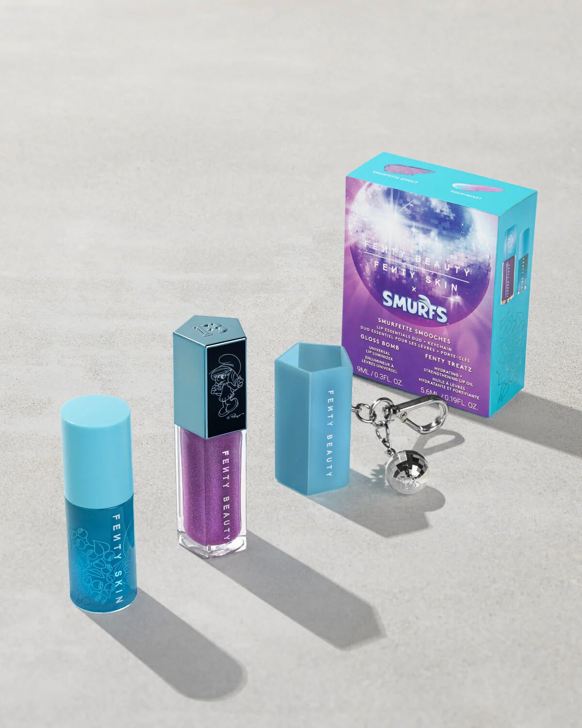 FENTY BEAUTY Набор для губ Smurfette Smooches Lip Essentials Duo + брелок