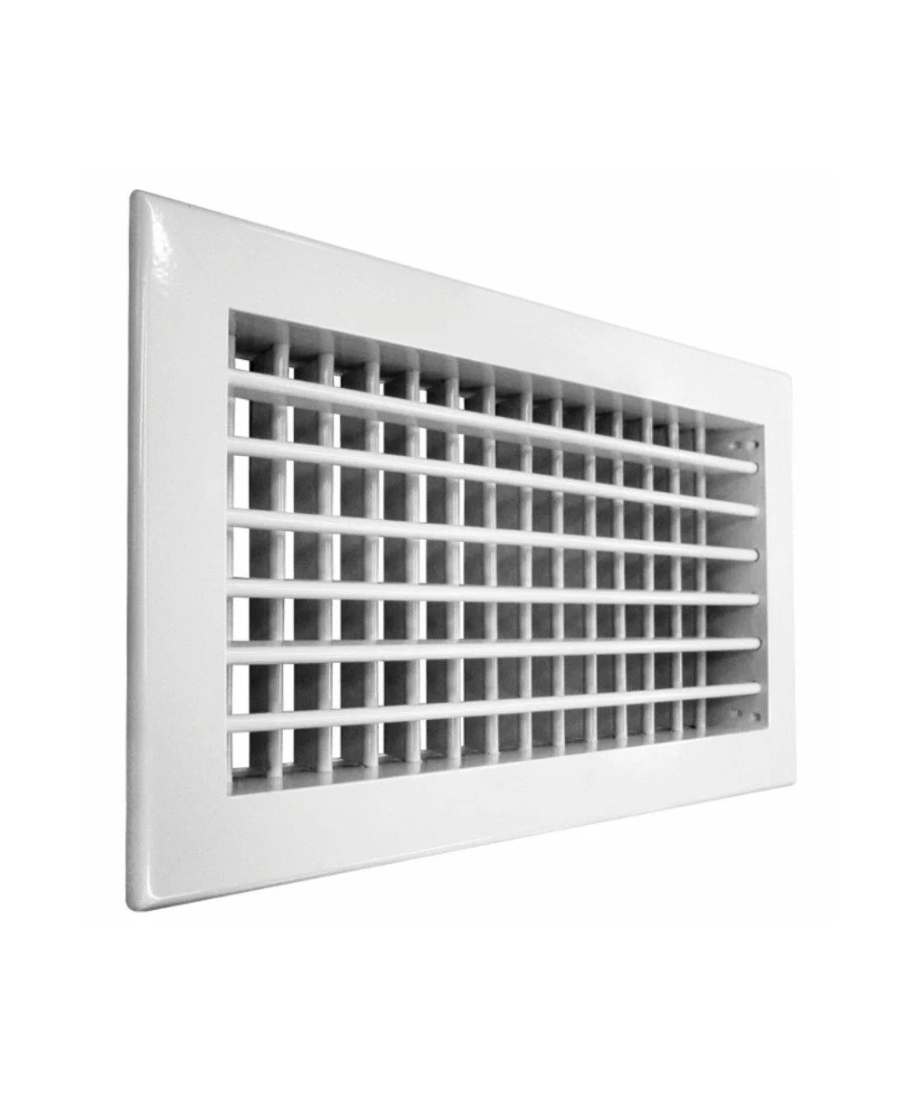 Вентиляционная решётка Shuft 2WA, двухрядная, белая, алюминиевый профиль, 40x20 см