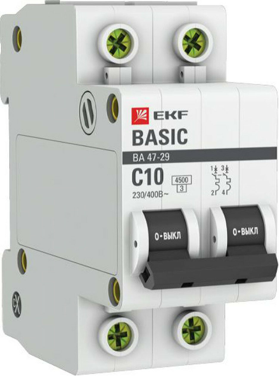 Автоматический выключатель EKF Basic 2P C10 A 45кА