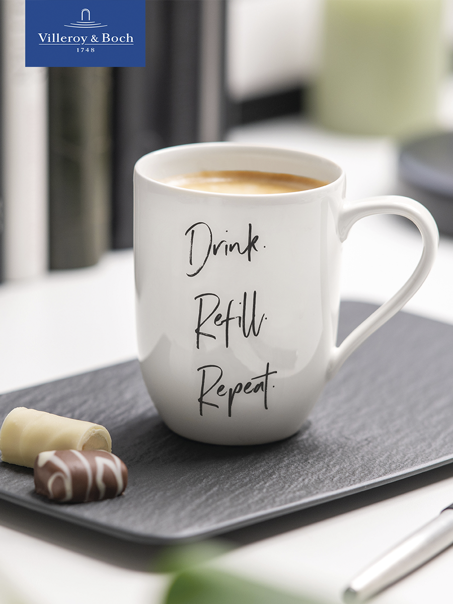 Кружка для чая и кофе 340 мл Drink. Refill. Repeat./Выпей. Наполни. Повтори Statement Villeroy & Boch Премиум-Фарфор
