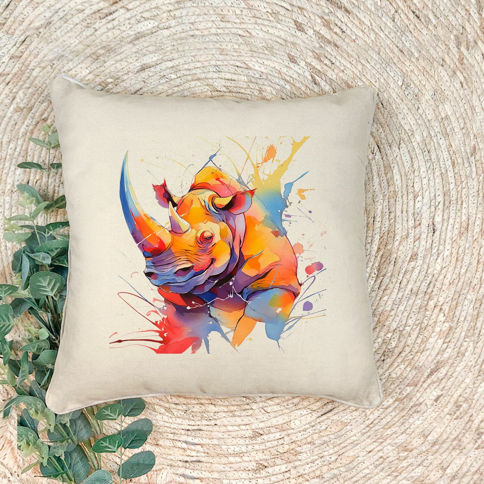 Наволочка для декоративной подушки "Ухмылка Носорога", 41*41 см, эко-ткань хлопок/полиэфир, 1 шт.