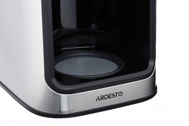 Кофеварка Ardesto капельная Steel Collection 1.2л, зерно + молотый, дисплей, серебристо-черный — фото 1