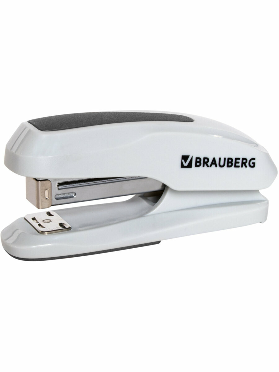 Изображение Степлер канцелярский для бумаги №24/6 26/6, до 30 листов, серый, Brauberg Extra, 229089