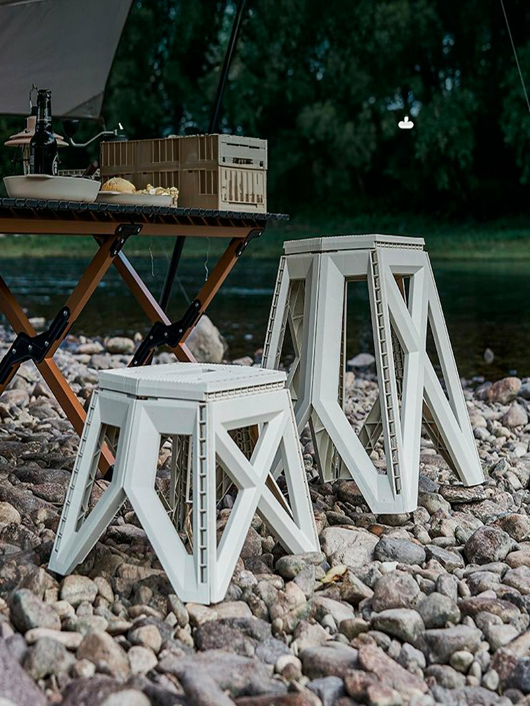 Стул, складной, пластик, нубуковая обивка, складной, белый, универсальный — фото 1