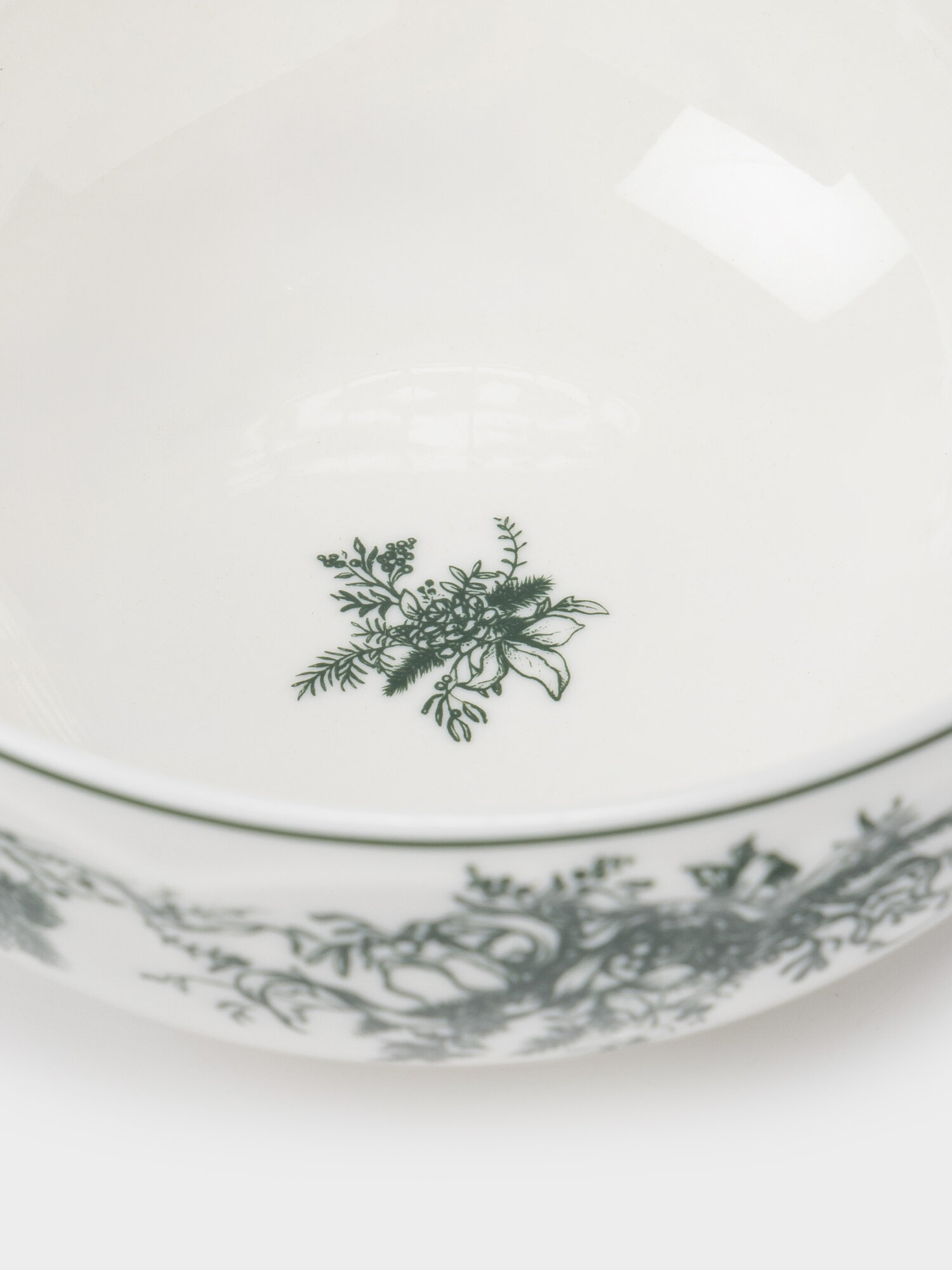 Изображение Пиала, 14х7 см, 2 шт, фарфор N, бело-зеленая, Зимний букет, Winter lace