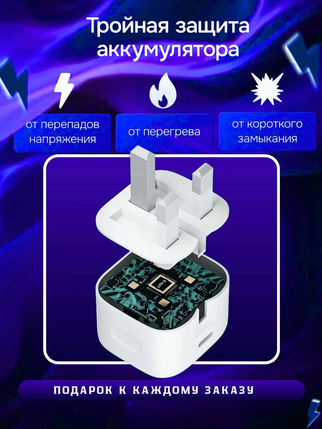 Зарядное устройство для iPhone, Type-C – Быстрая зарядка 20 Вт — фото 1