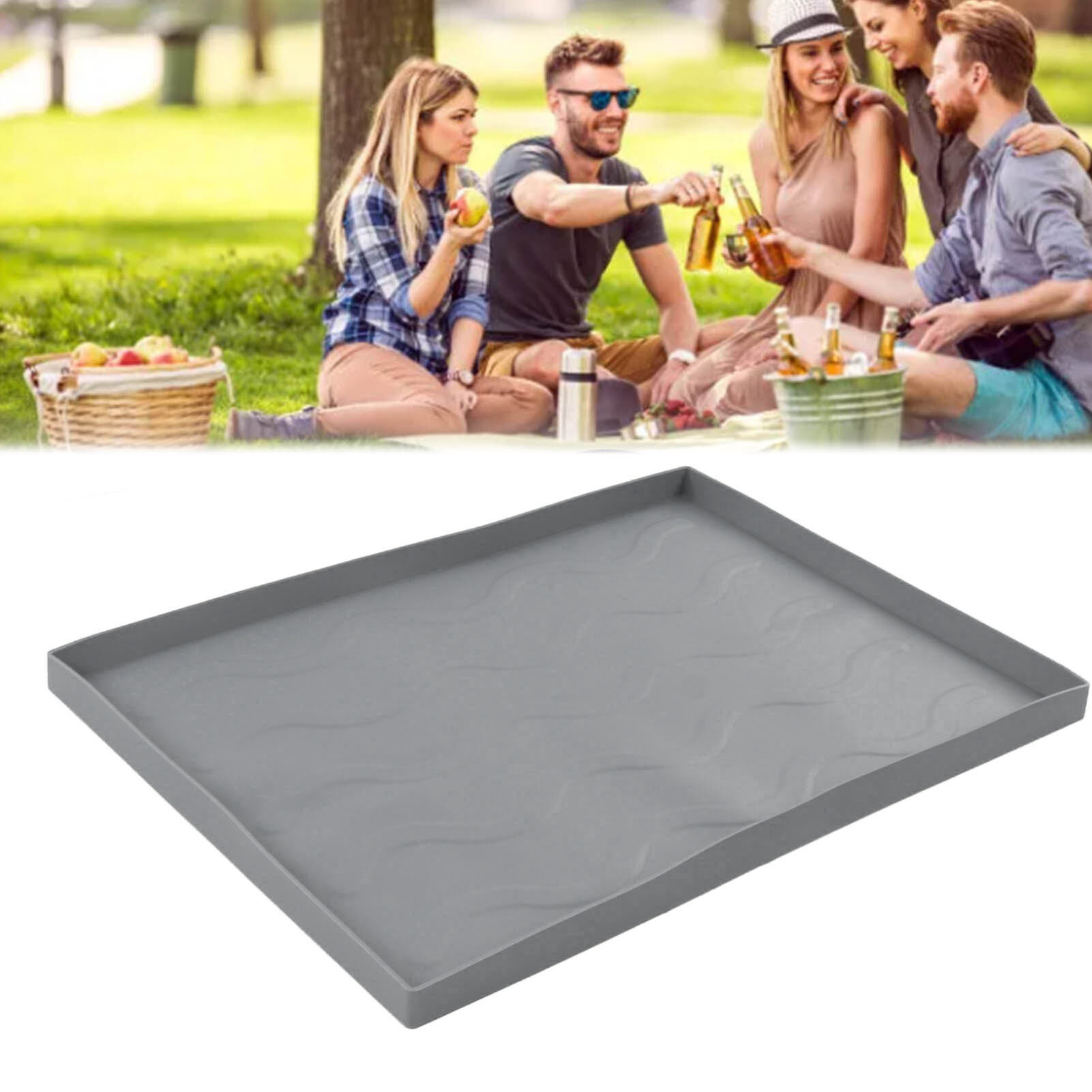 Силиконовый защитный коврик для сковороды, сверхпрочный силиконовый коврик для гриля для приготовления пищи на гриле-барбекю, маленький серый